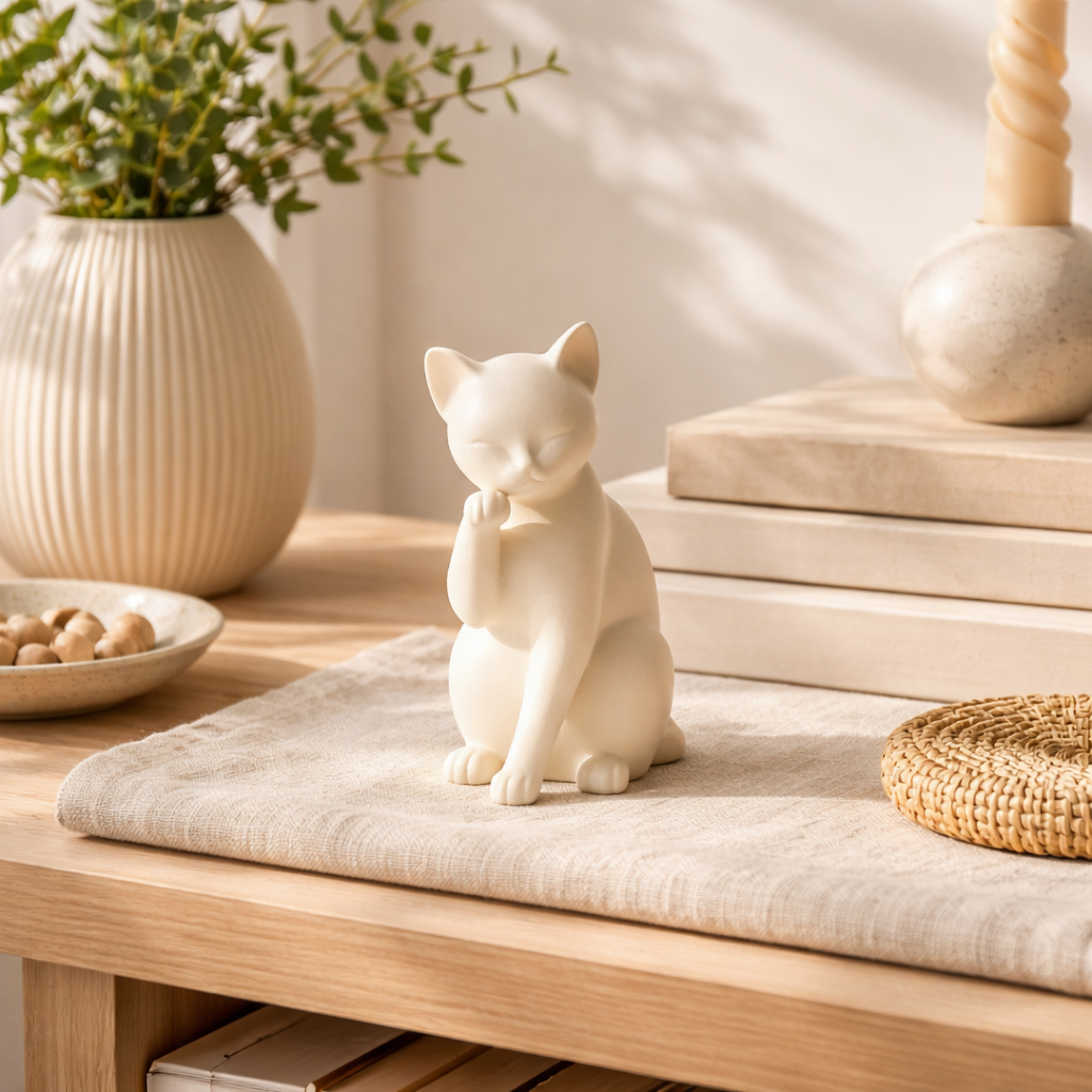 Minimalist Cat Figurine – Decorative Desk & Shelf Accent
