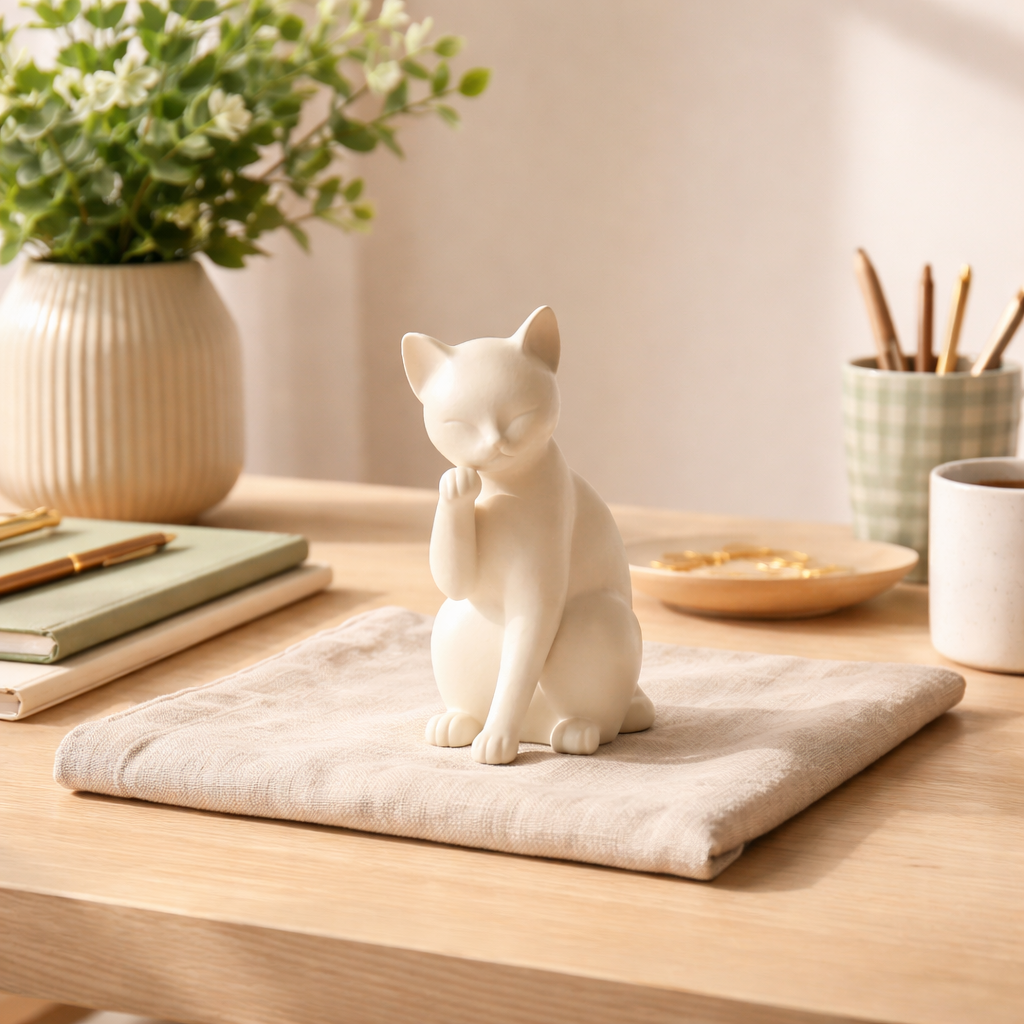 Minimalist Cat Figurine – Decorative Desk & Shelf Accent