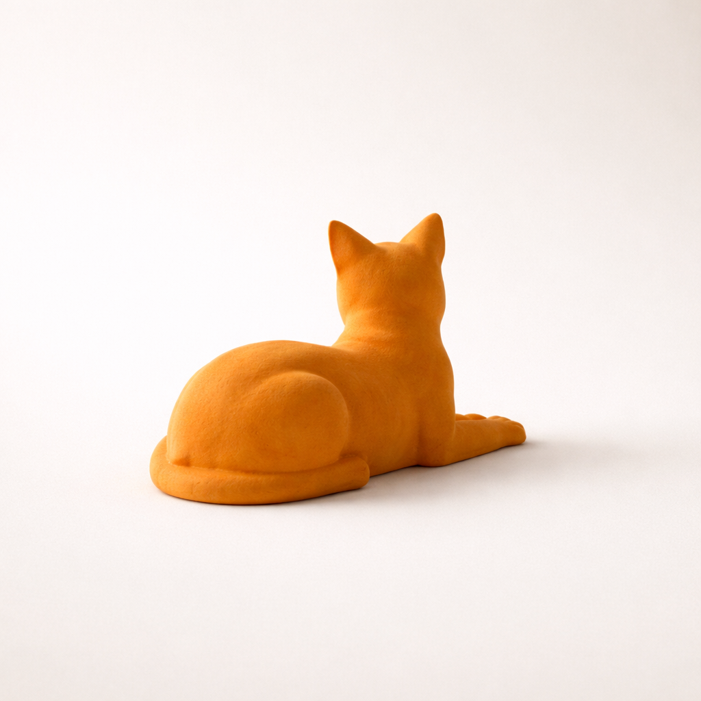 Minimalist Reclining Cat Figurine – Modern Decorative Sculpture for Home & Desk