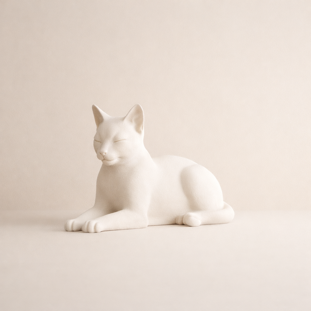 Minimalist Reclining Cat Figurine – Modern Decorative Sculpture for Home & Desk