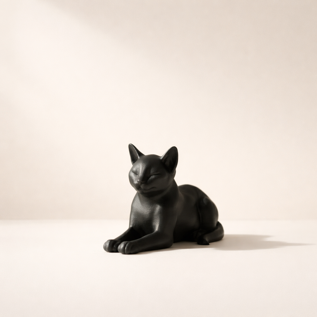Minimalist Reclining Cat Figurine – Modern Decorative Sculpture for Home & Desk