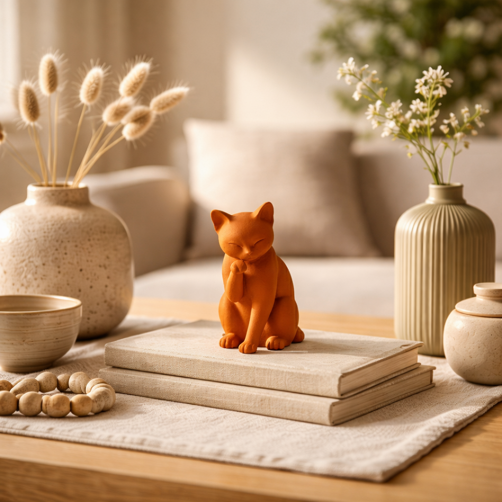 Minimalist Cat Figurine – Decorative Desk & Shelf Accent