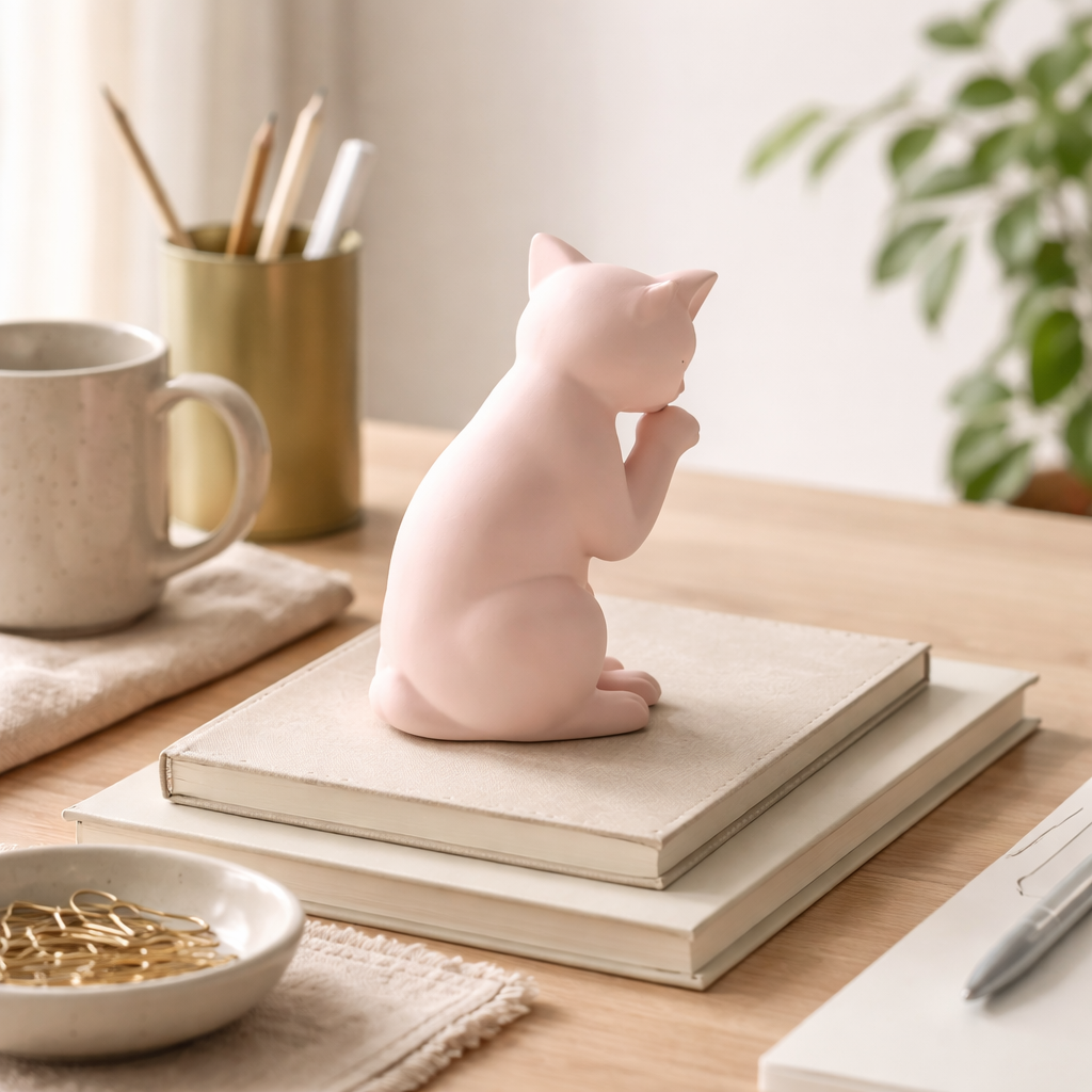 Minimalist Cat Figurine – Decorative Desk & Shelf Accent