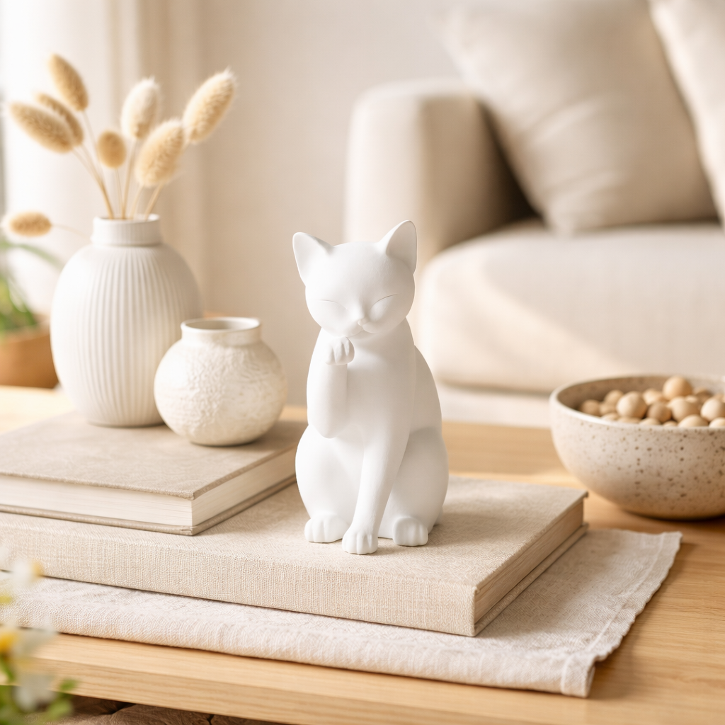 Minimalist Cat Figurine – Decorative Desk & Shelf Accent
