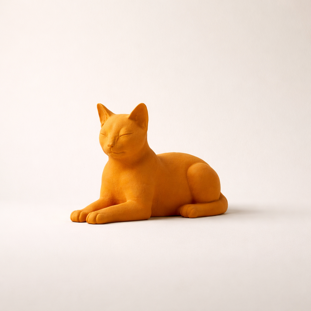 Minimalist Reclining Cat Figurine – Modern Decorative Sculpture for Home & Desk