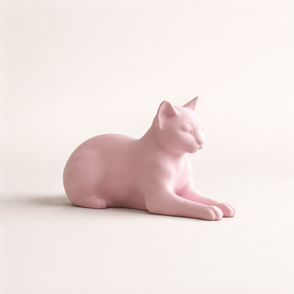 Minimalist Reclining Cat Figurine – Modern Decorative Sculpture for Home & Desk