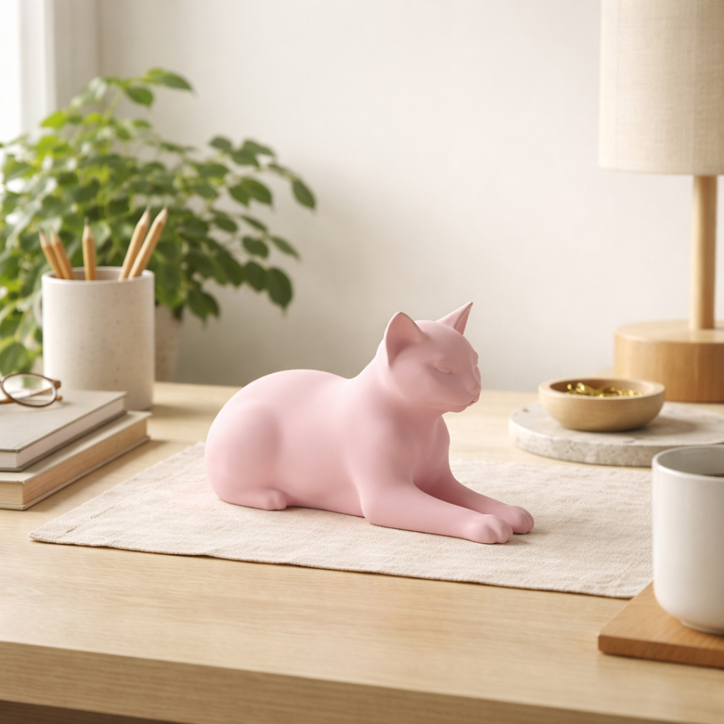 Minimalist Reclining Cat Figurine – Modern Decorative Sculpture for Home & Desk