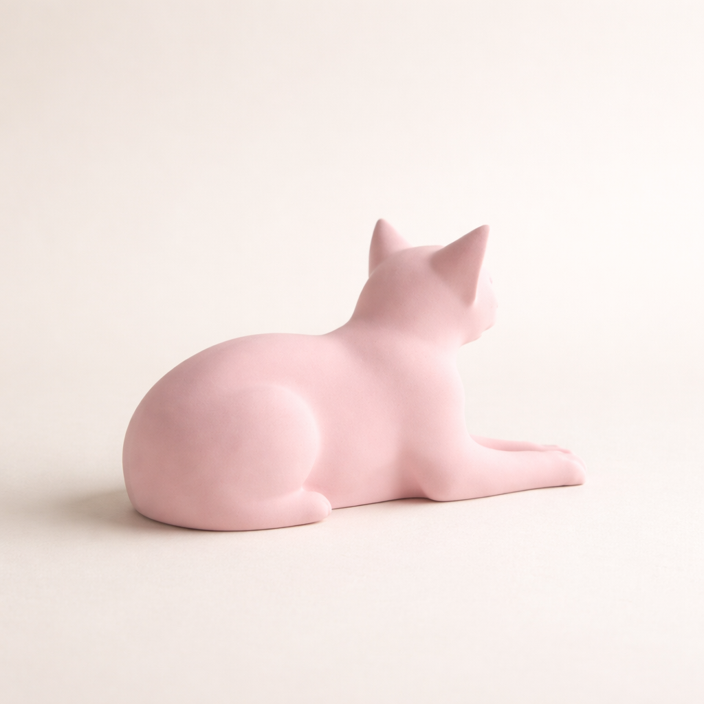 Minimalist Reclining Cat Figurine – Modern Decorative Sculpture for Home & Desk