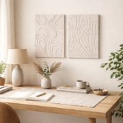 Minimalist Textured Wall Art Set of 2 | Modern Abstract Panel Decor for Living Room & Bedroom