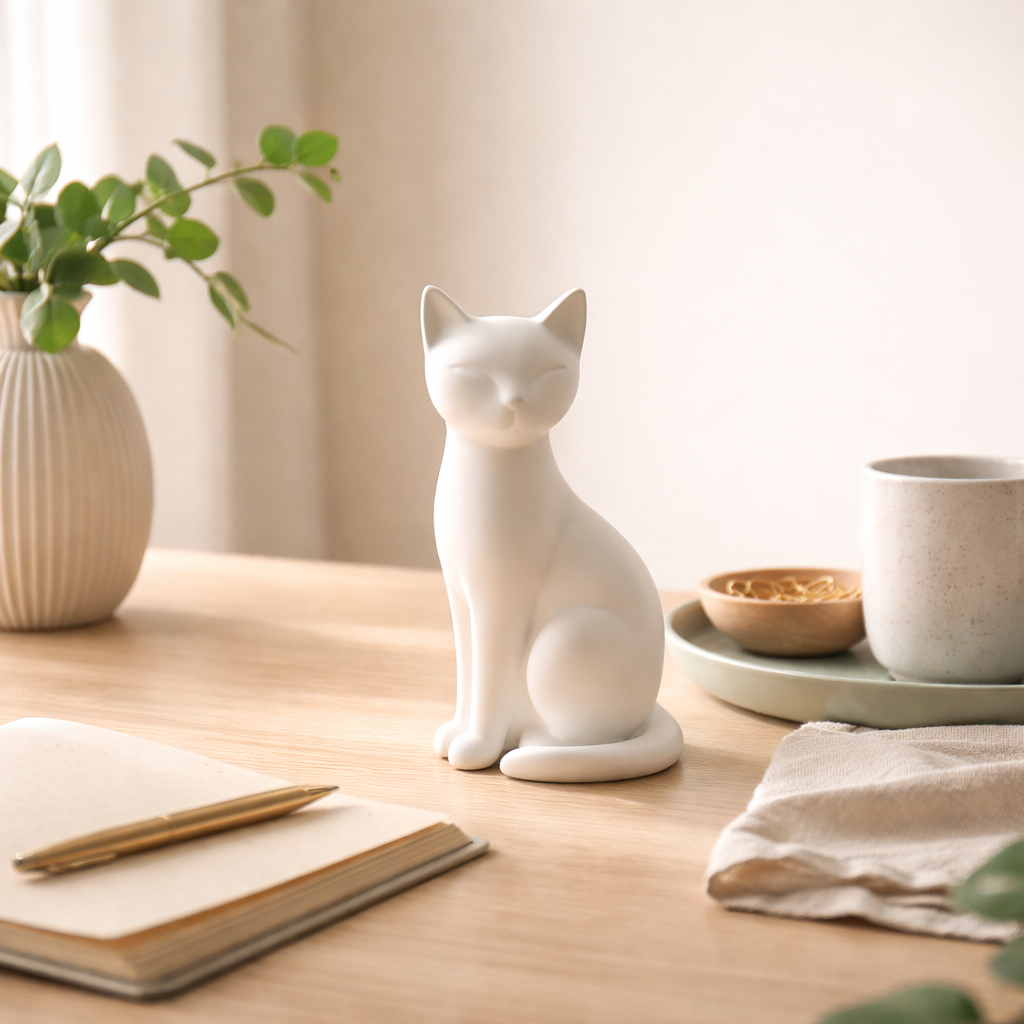 Minimalist Cat Figurine – Modern Desk & Home Decor Accent