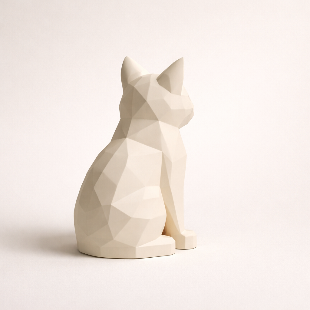 Minimalist Geometric Cat Decor | Modern Desk Accent & Home Styling Piece | Eco-Friendly Composite Sculpture