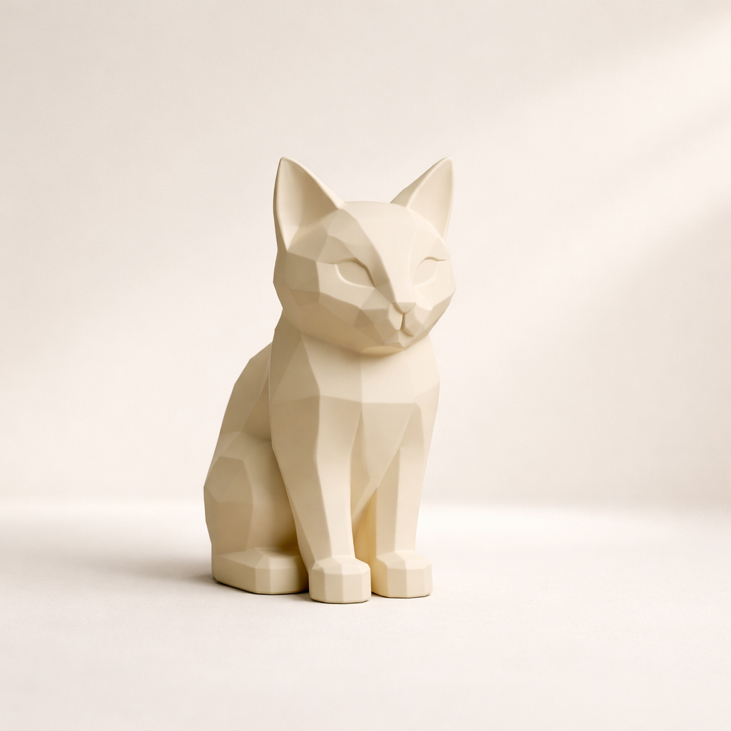 Minimalist Geometric Cat Decor | Modern Desk Accent & Home Styling Piece | Eco-Friendly Composite Sculpture