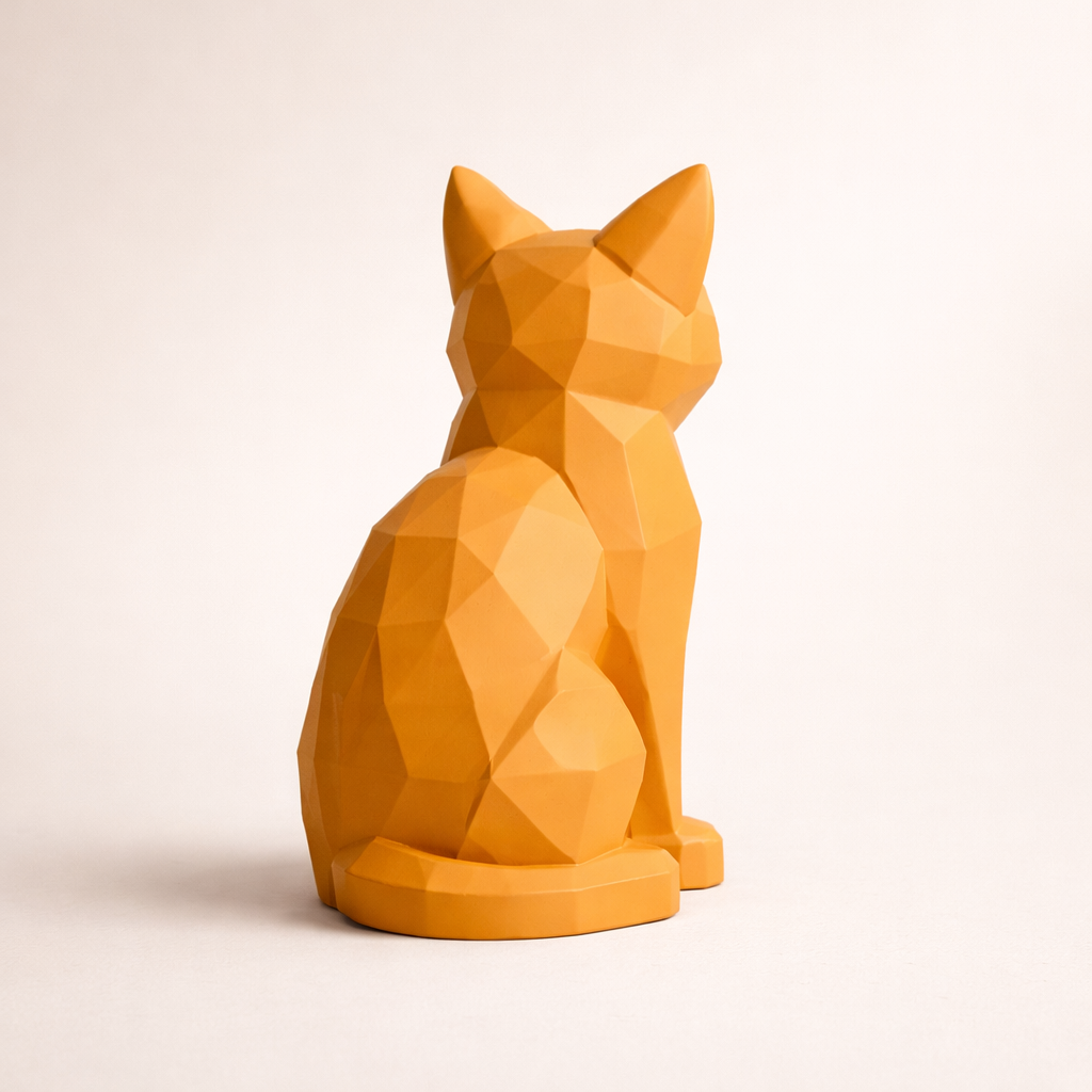 Minimalist Geometric Cat Decor | Modern Desk Accent & Home Styling Piece | Eco-Friendly Composite Sculpture