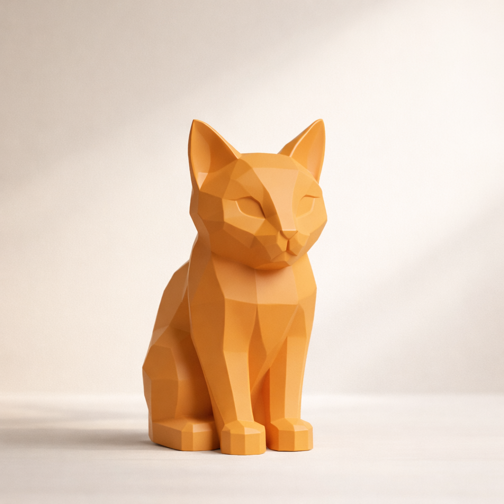 Minimalist Geometric Cat Decor | Modern Desk Accent & Home Styling Piece | Eco-Friendly Composite Sculpture