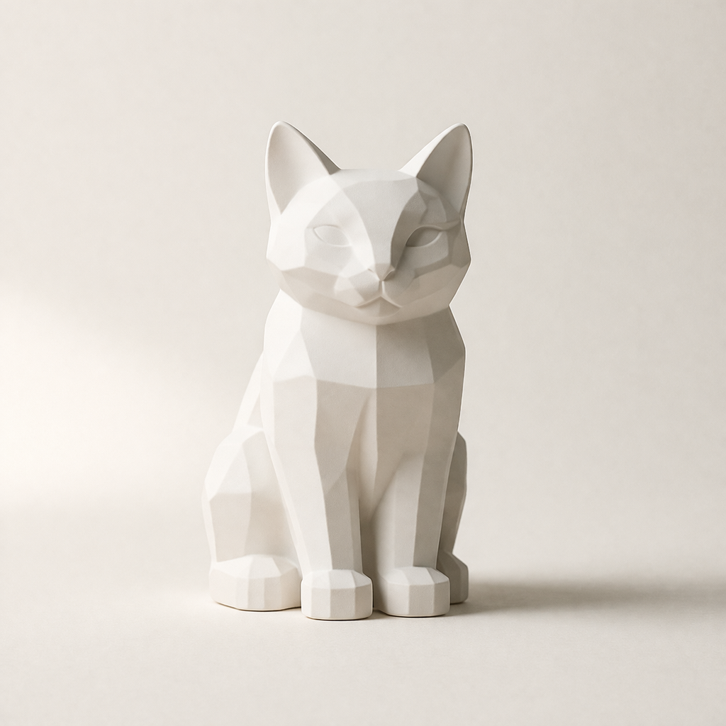 Minimalist Geometric Cat Decor | Modern Desk Accent & Home Styling Piece | Eco-Friendly Composite Sculpture