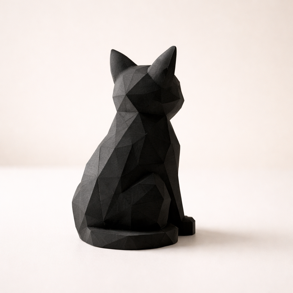 Minimalist Geometric Cat Decor | Modern Desk Accent & Home Styling Piece | Eco-Friendly Composite Sculpture