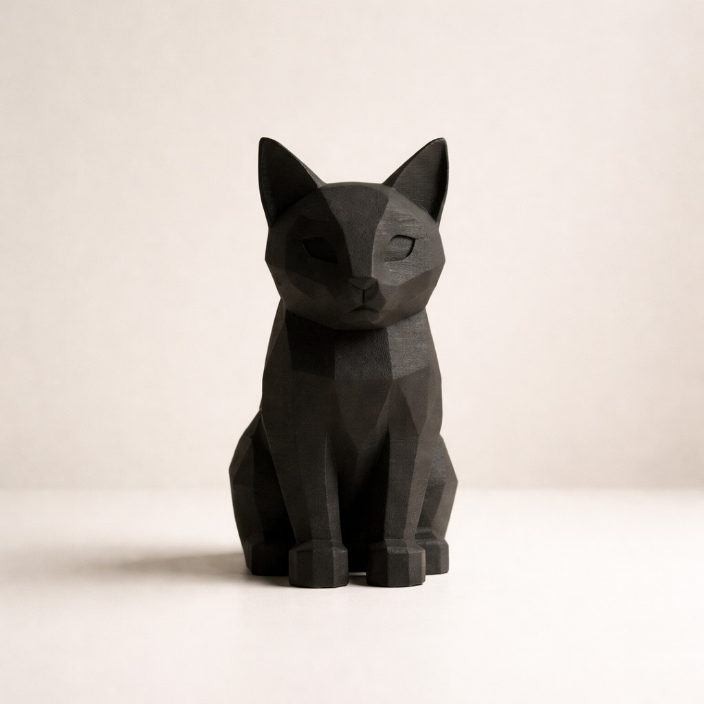 Minimalist Geometric Cat Decor | Modern Desk Accent & Home Styling Piece | Eco-Friendly Composite Sculpture
