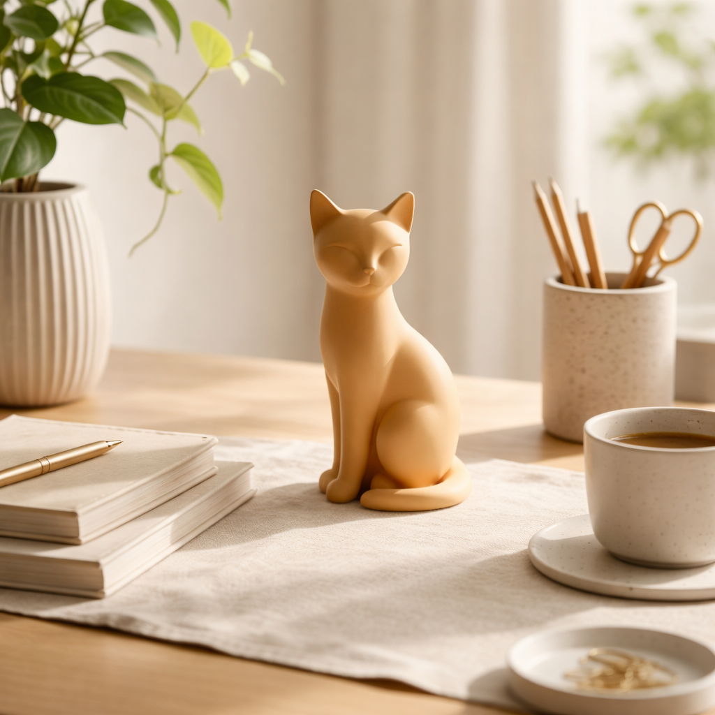 Minimalist Cat Figurine – Modern Desk & Home Decor Accent