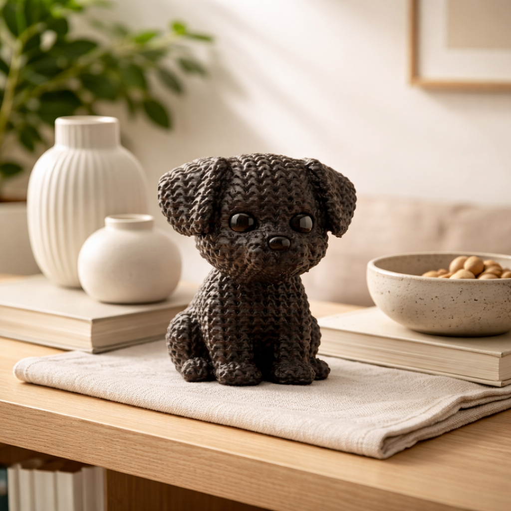 Cute Puppy Figurine – Modern Minimalist Dog Sculpture for Home Décor & Desk Styling