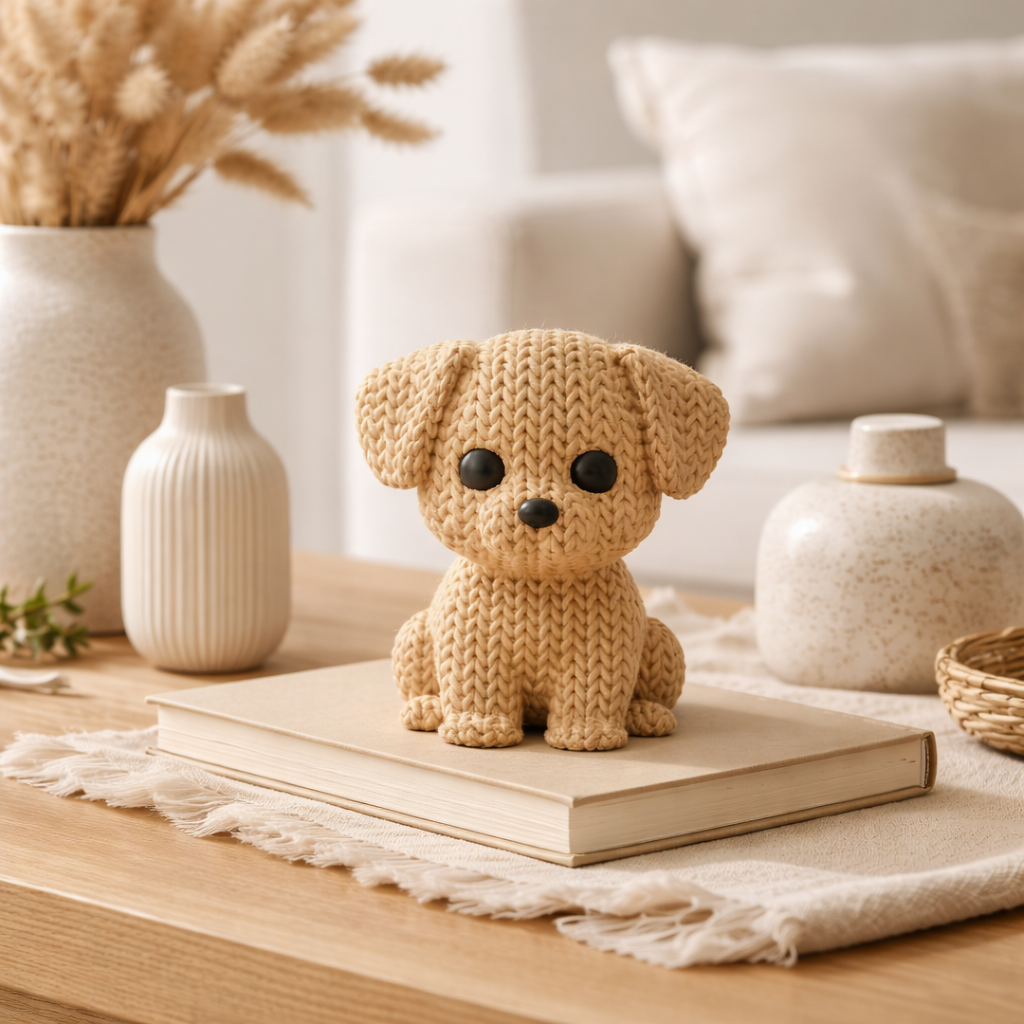 Cute Puppy Figurine – Modern Minimalist Dog Sculpture for Home Décor & Desk Styling