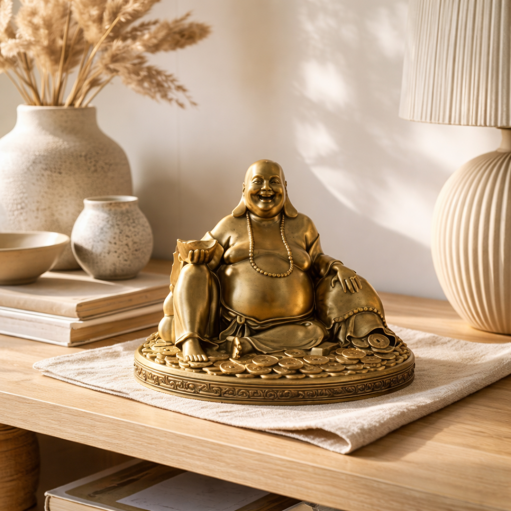 Laughing Buddha Prosperity Figurine – Modern Decorative Wealth & Abundance Sculpture