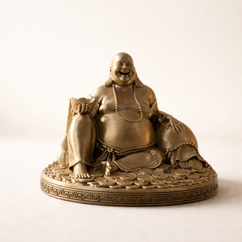 Laughing Buddha Prosperity Figurine – Modern Decorative Wealth & Abundance Sculpture