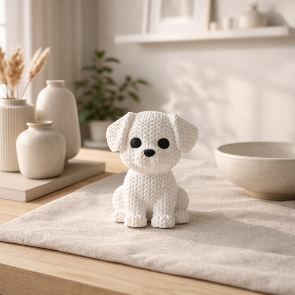 Cute Puppy Figurine – Modern Minimalist Dog Sculpture for Home Décor & Desk Styling