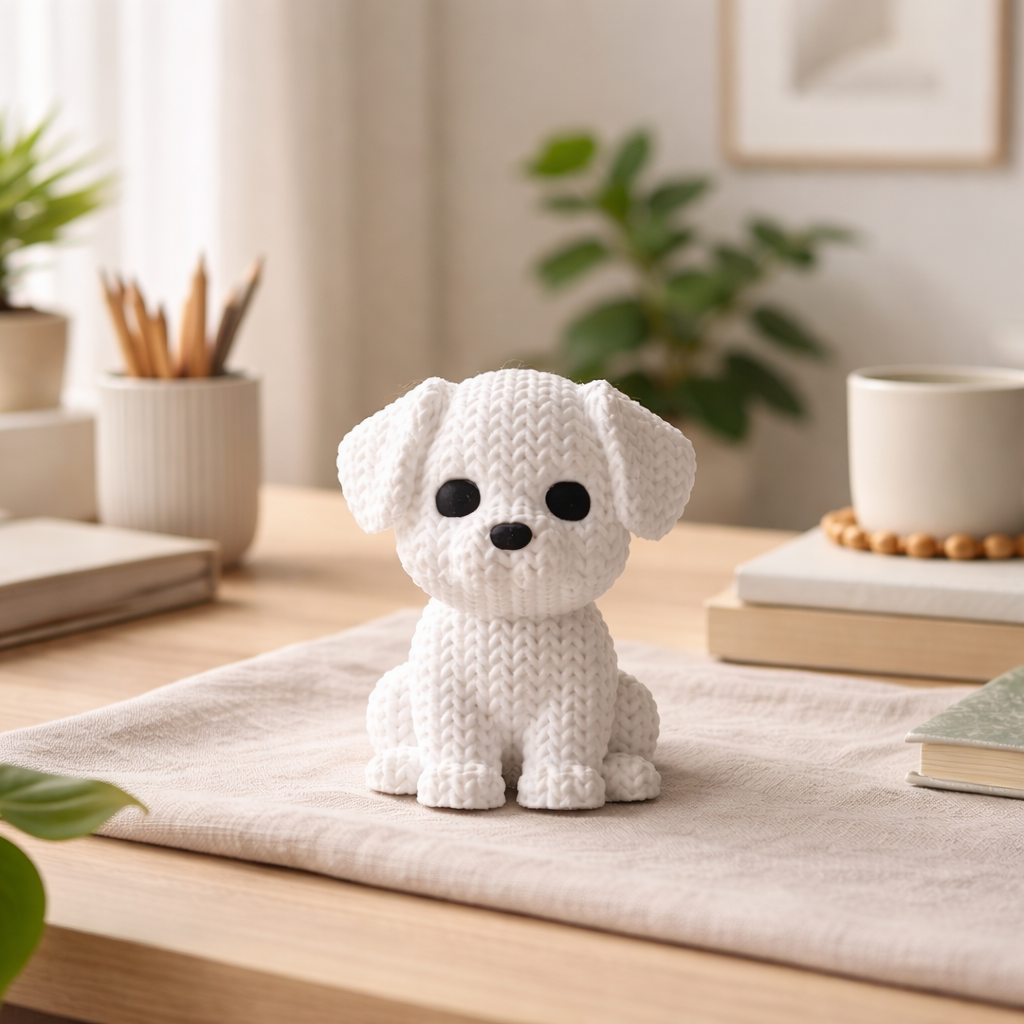Cute Puppy Figurine – Modern Minimalist Dog Sculpture for Home Décor & Desk Styling