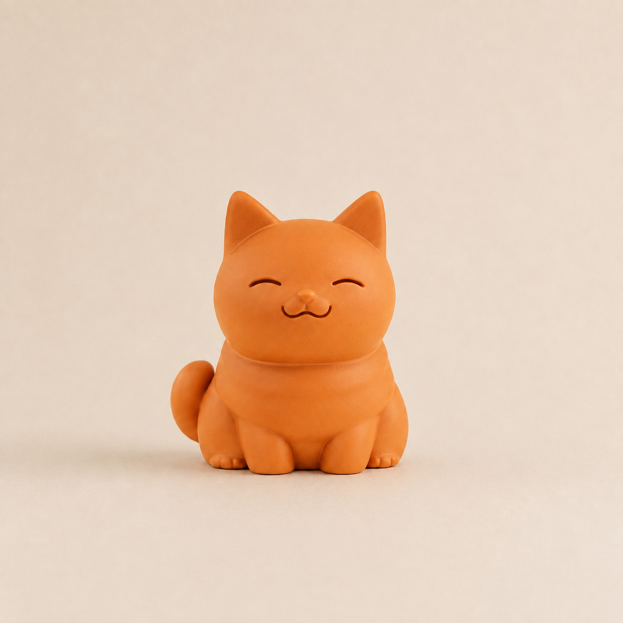 Minimalist Smiling Cat Figurine – Modern Home Decor Accent