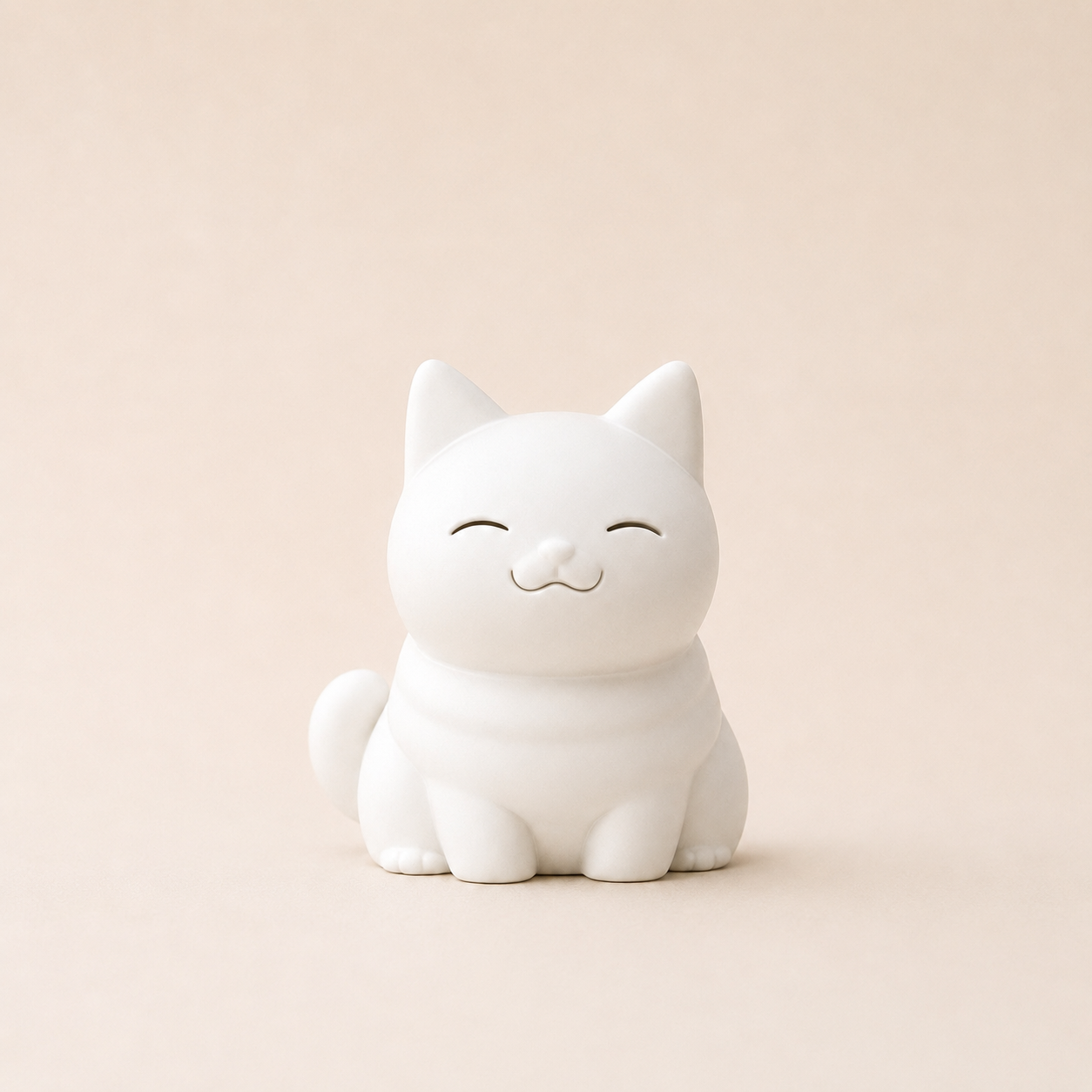 Minimalist Smiling Cat Figurine – Modern Home Decor Accent