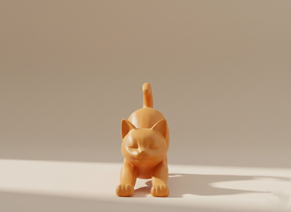 The Stretching Zen Cat: Modern Minimalist Sculpture