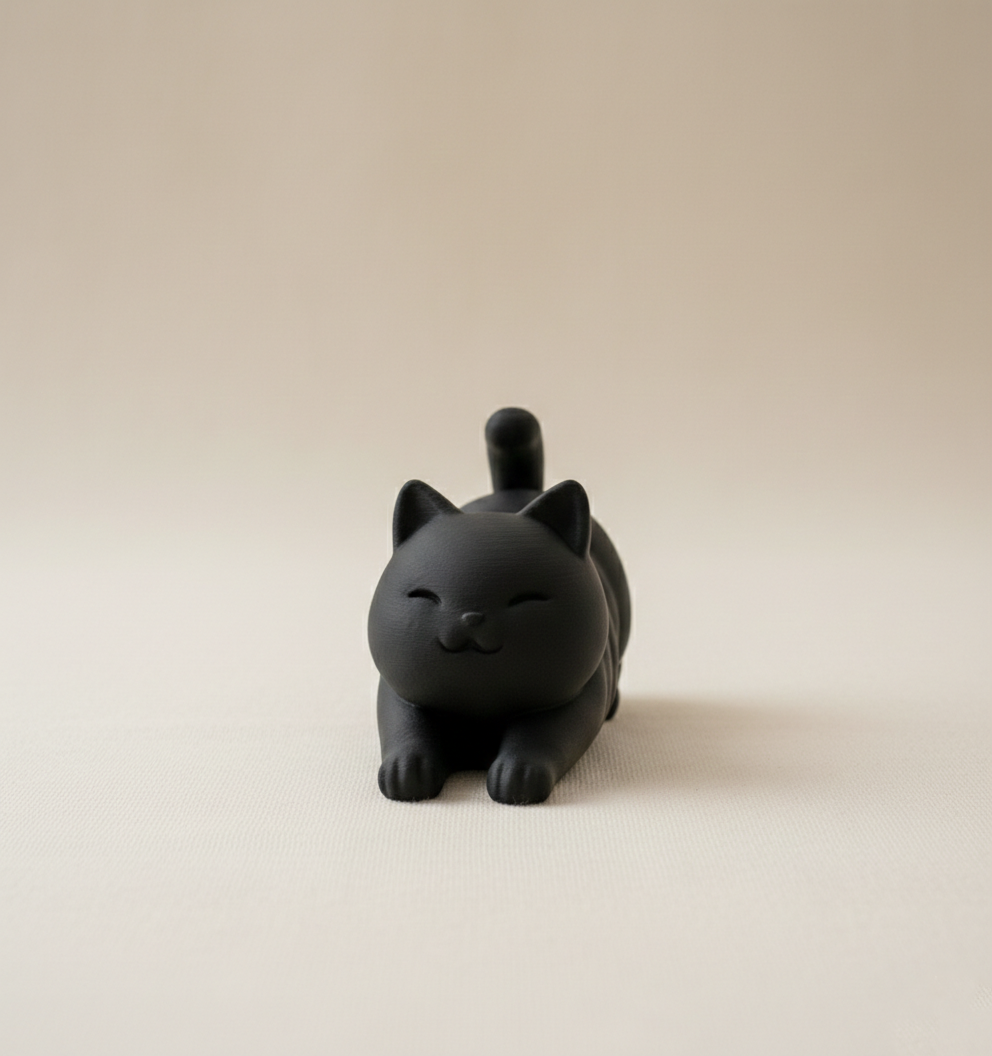 Zen Stretch Feline Sculpture | Minimalist Home Decor