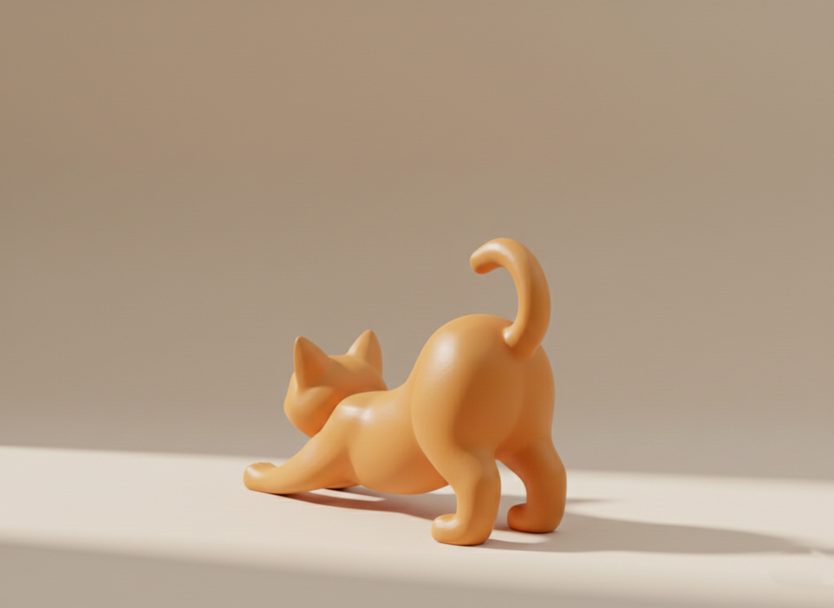 The Stretching Zen Cat: Modern Minimalist Sculpture