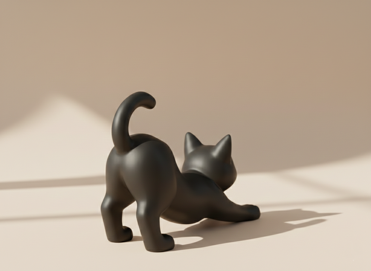 The Stretching Zen Cat: Modern Minimalist Sculpture