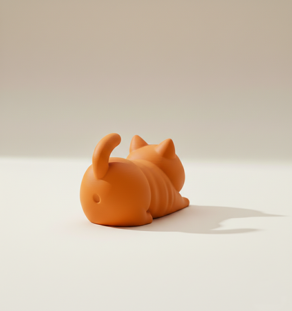 Zen Stretch Feline Sculpture | Minimalist Home Decor