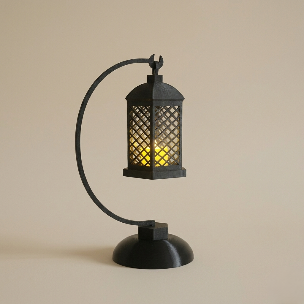 Serene Crescent Hanging LED Tea Light Lantern & Stand