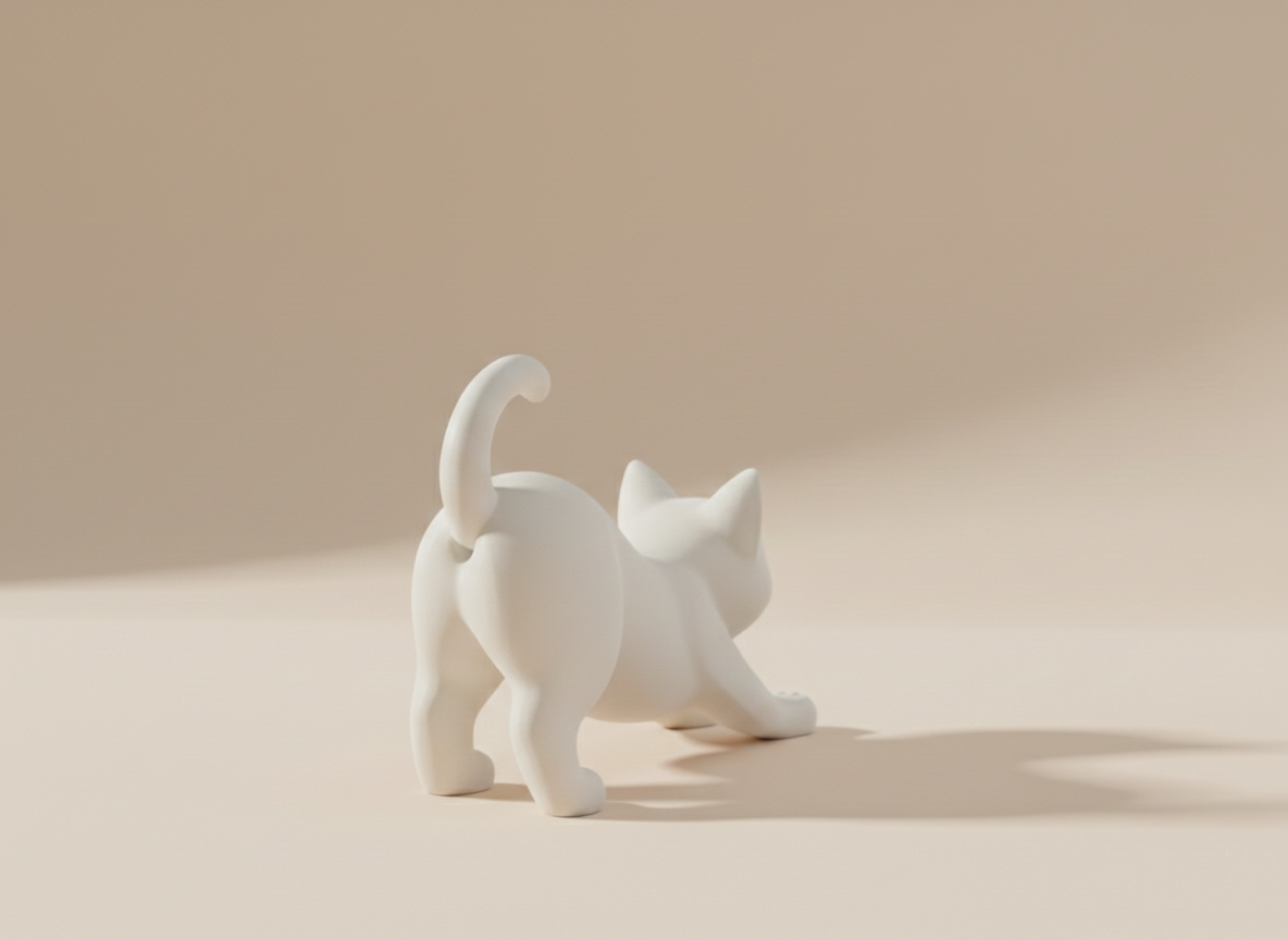 The Stretching Zen Cat: Modern Minimalist Sculpture