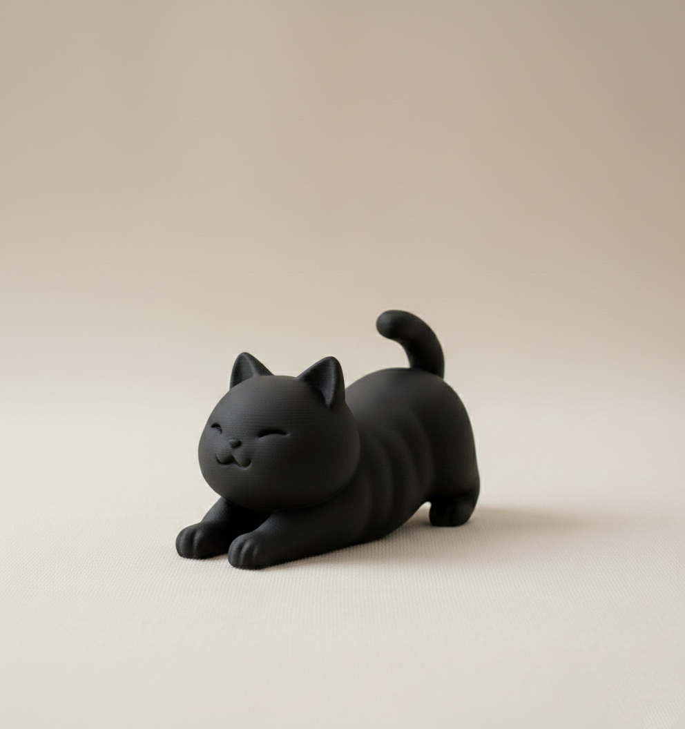 Zen Stretch Feline Sculpture | Minimalist Home Decor