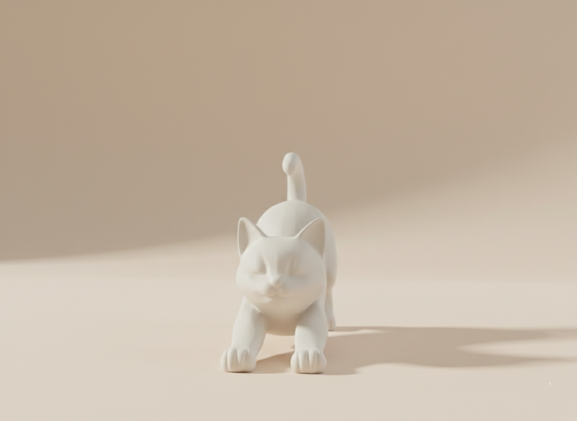 The Stretching Zen Cat: Modern Minimalist Sculpture