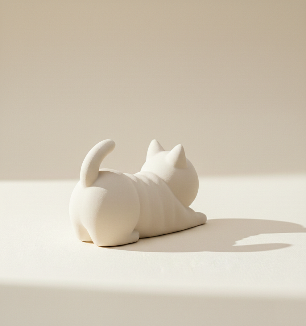 Zen Stretch Feline Sculpture | Minimalist Home Decor