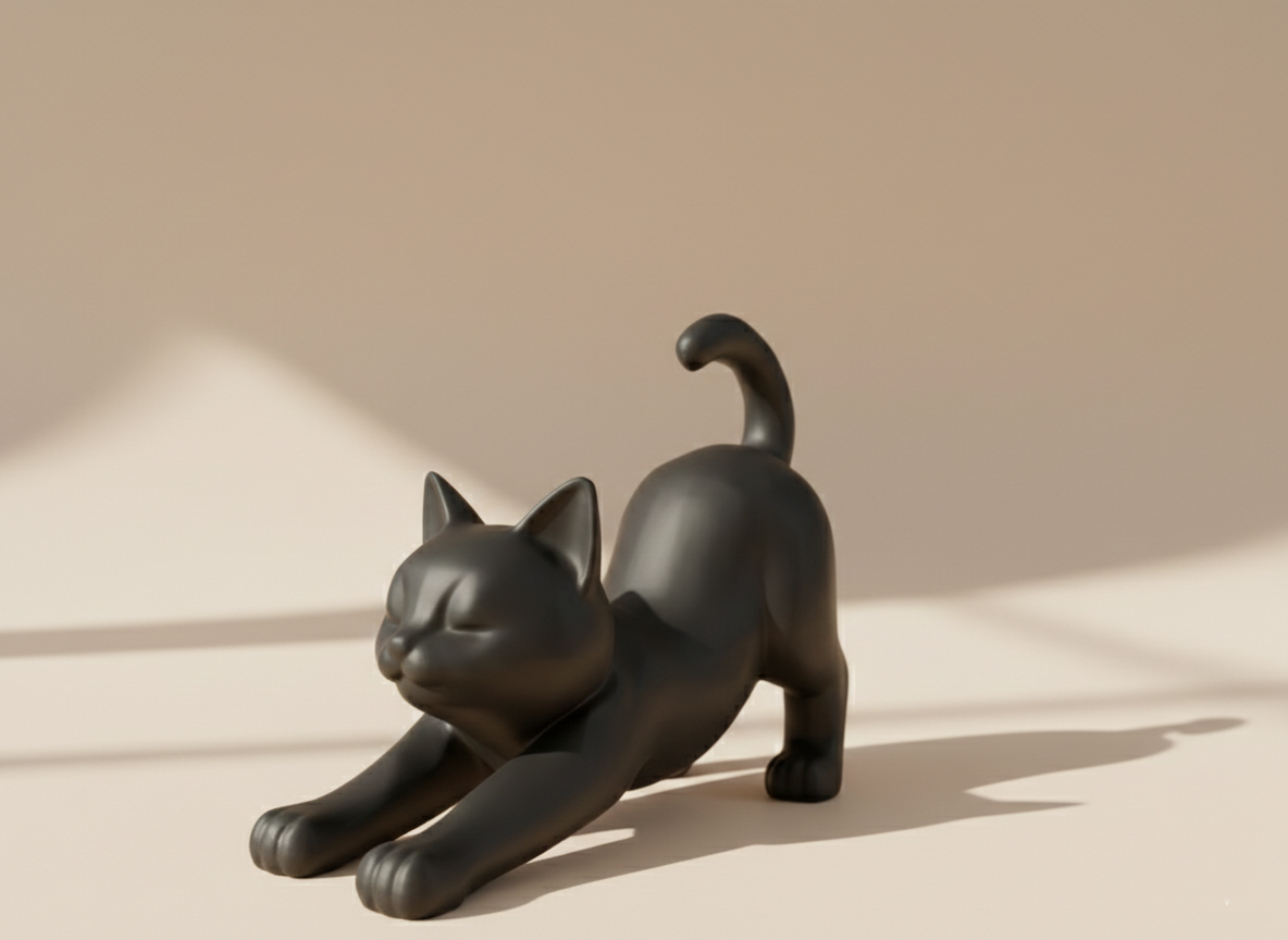 The Stretching Zen Cat: Modern Minimalist Sculpture